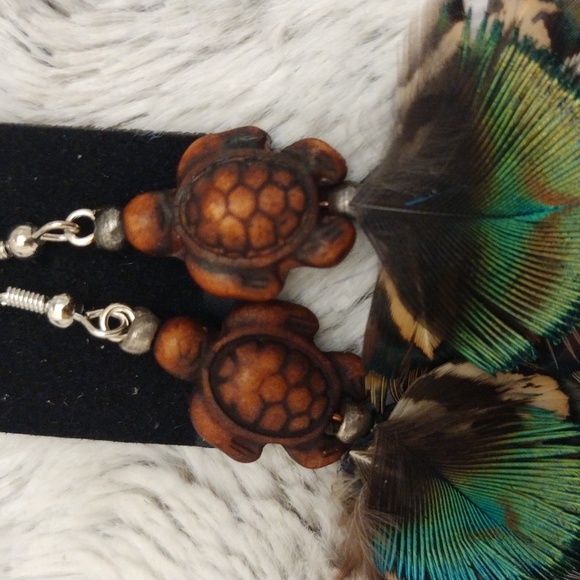 Handmade feather earrings - Picture 5 of 8